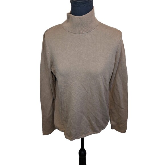J. Jill Women Top Funnel High Neck Knit Silk Cotton Lightweight Classic Medium - Picture 1 of 11
